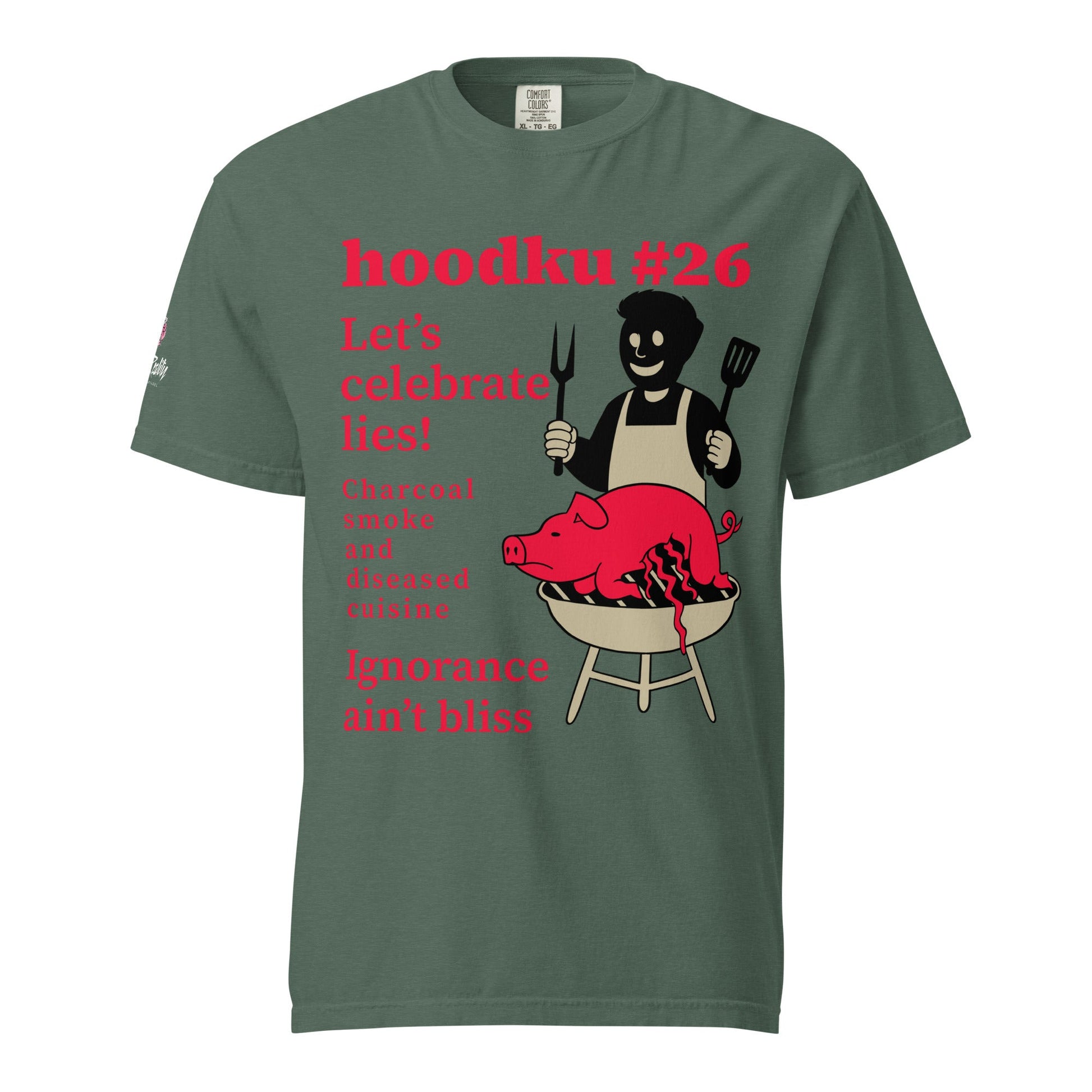 hoodku 26/Front Basic Men's garment - dyed heavyweight t-shirt - Stark Reality Intellectual Apparel