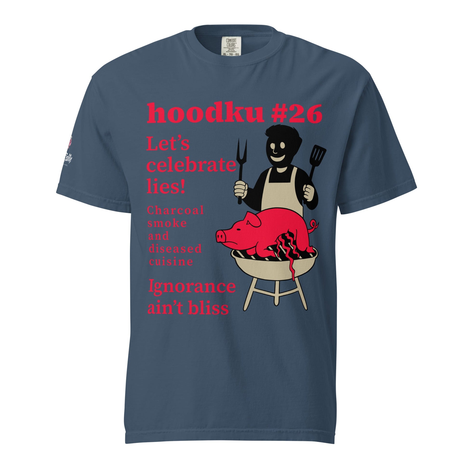 hoodku 26/Front Basic Men's garment - dyed heavyweight t-shirt - Stark Reality Intellectual Apparel