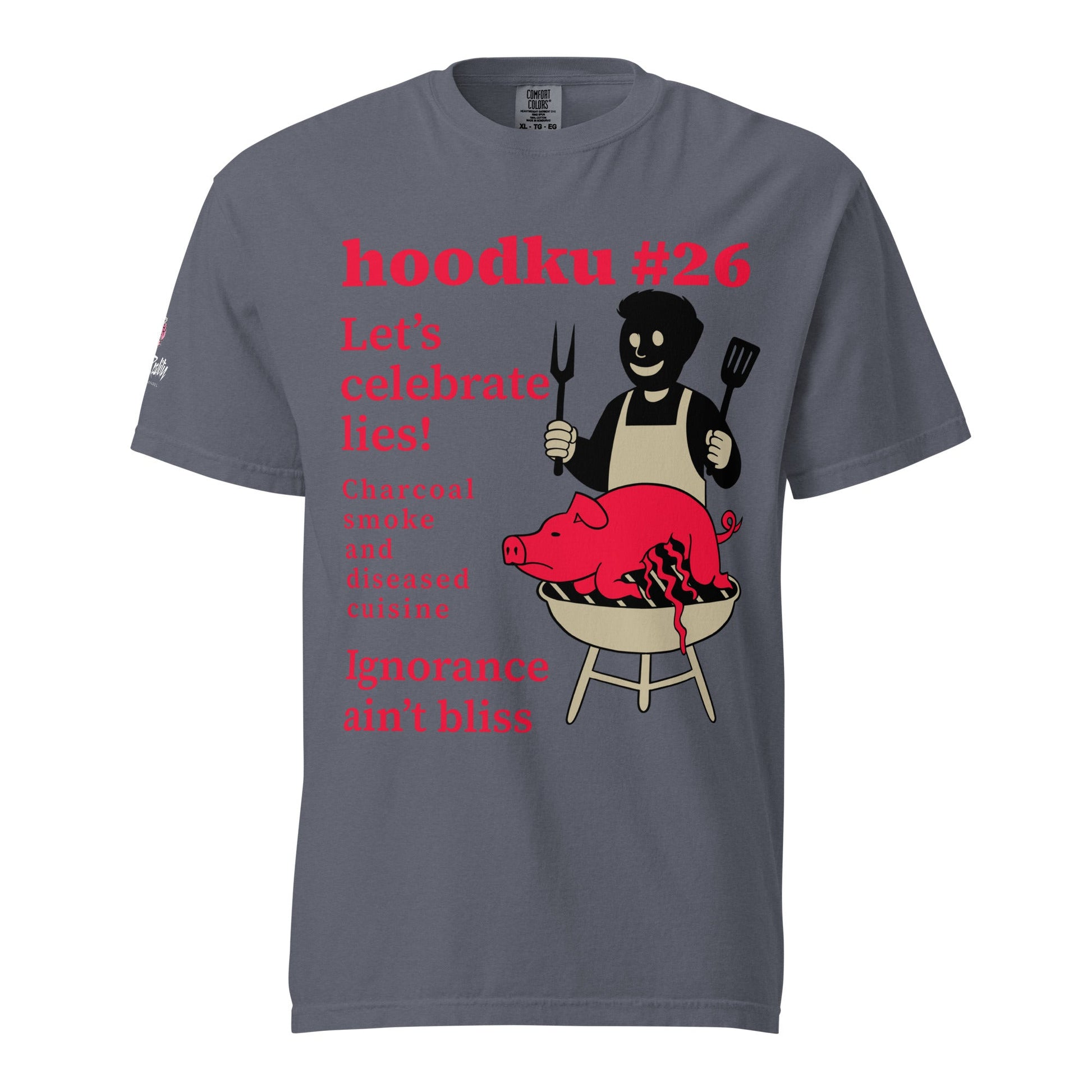 hoodku 26/Front Basic Men's garment - dyed heavyweight t-shirt - Stark Reality Intellectual Apparel