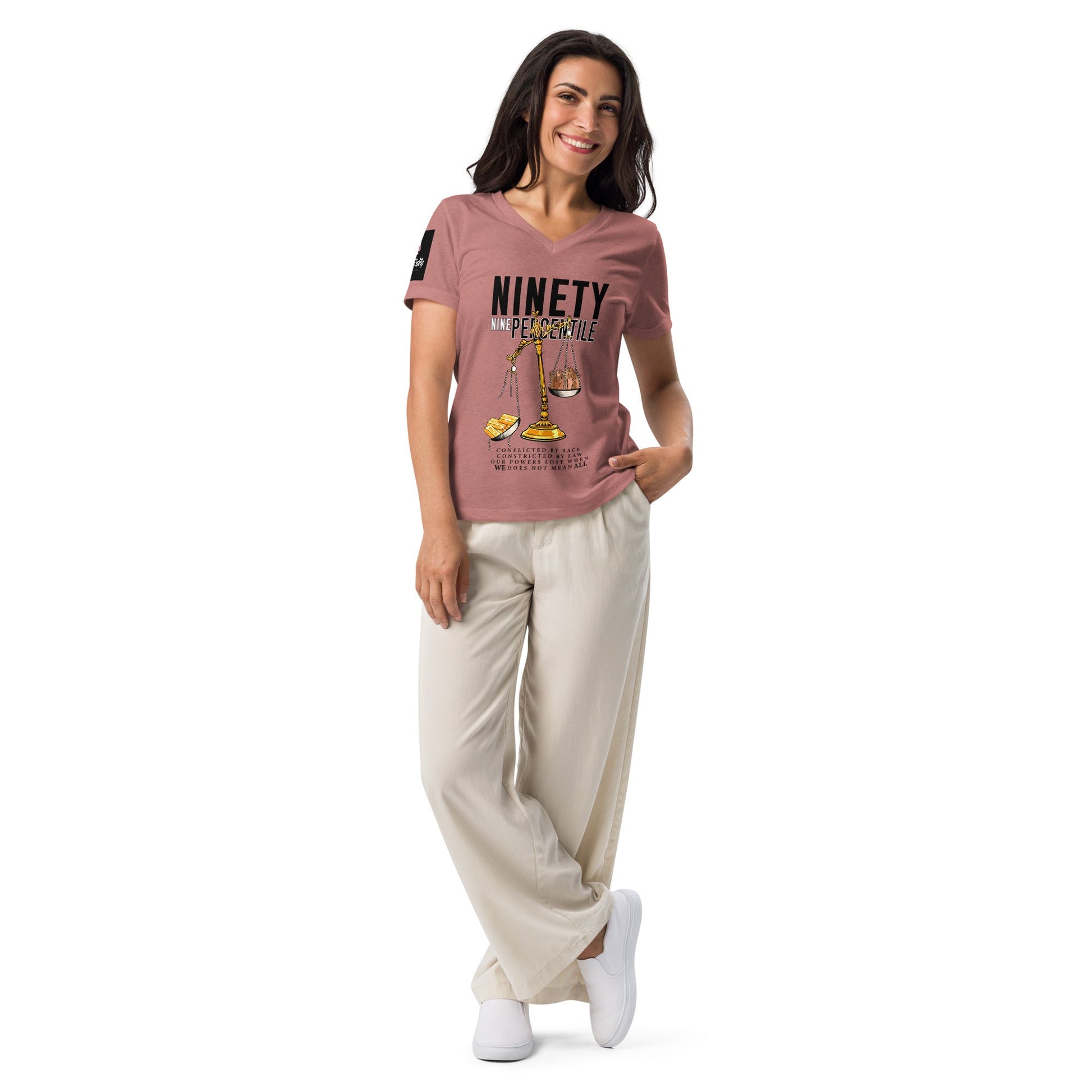 Ninety - Nine Percentile Women’s relaxed V - neck t-shirt - Stark Reality Intellectual Apparel